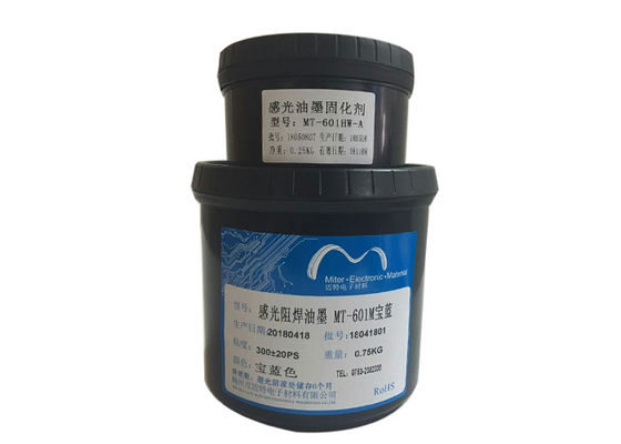 China 8µM Fineness Liquid Photoimageable Solder Mask Blue Color Solder Resist Ink supplier
