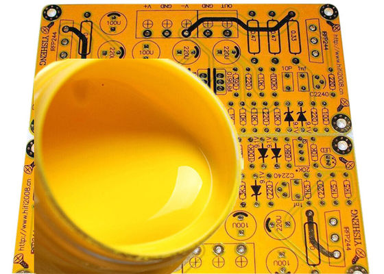 China High Adaptability UV Curable Solder Mask Yellow Color With 4H Pencil Hardness supplier